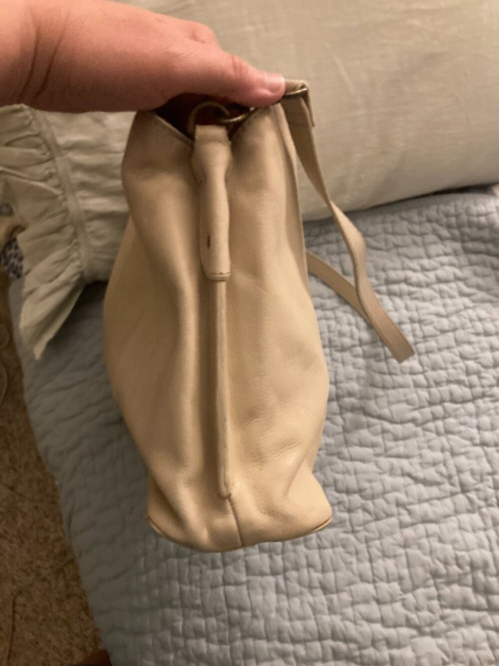 American Leather Co. cream leather handbag excellent used condition - Picture 7 of 8